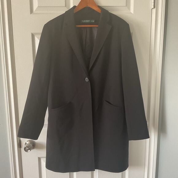 Vintage Lauren Ralph Lauren Longline Blazer XL Oversize Single Button Y2K Era - Picture 2 of 6